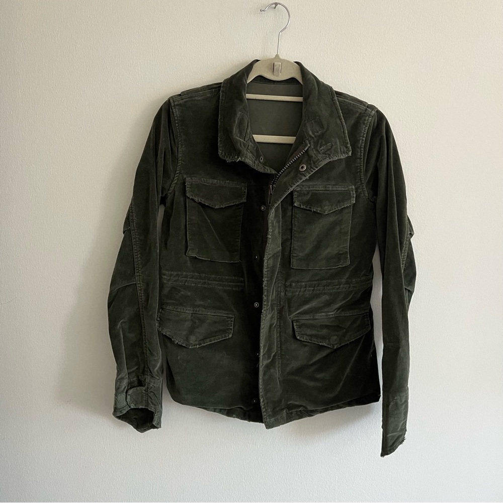 June olive green suede jacket size small